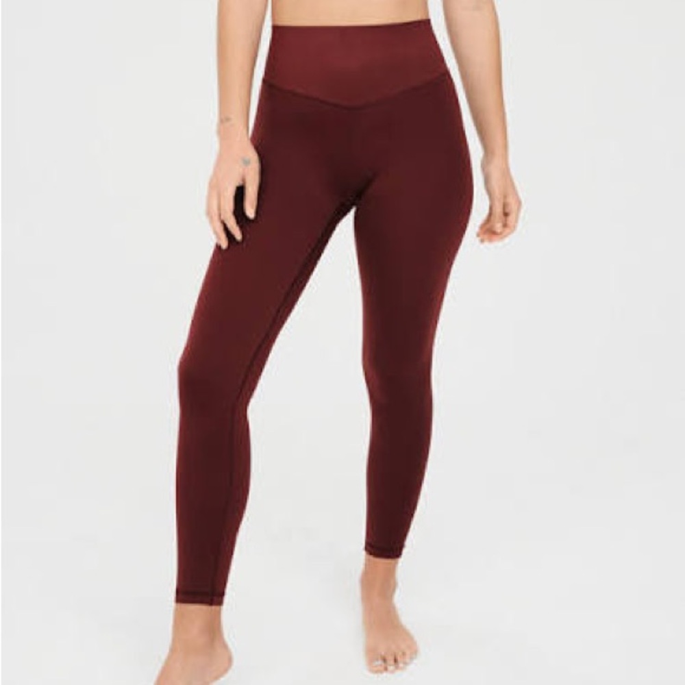 Aerie Offline High-Waisted Leggings Maroon